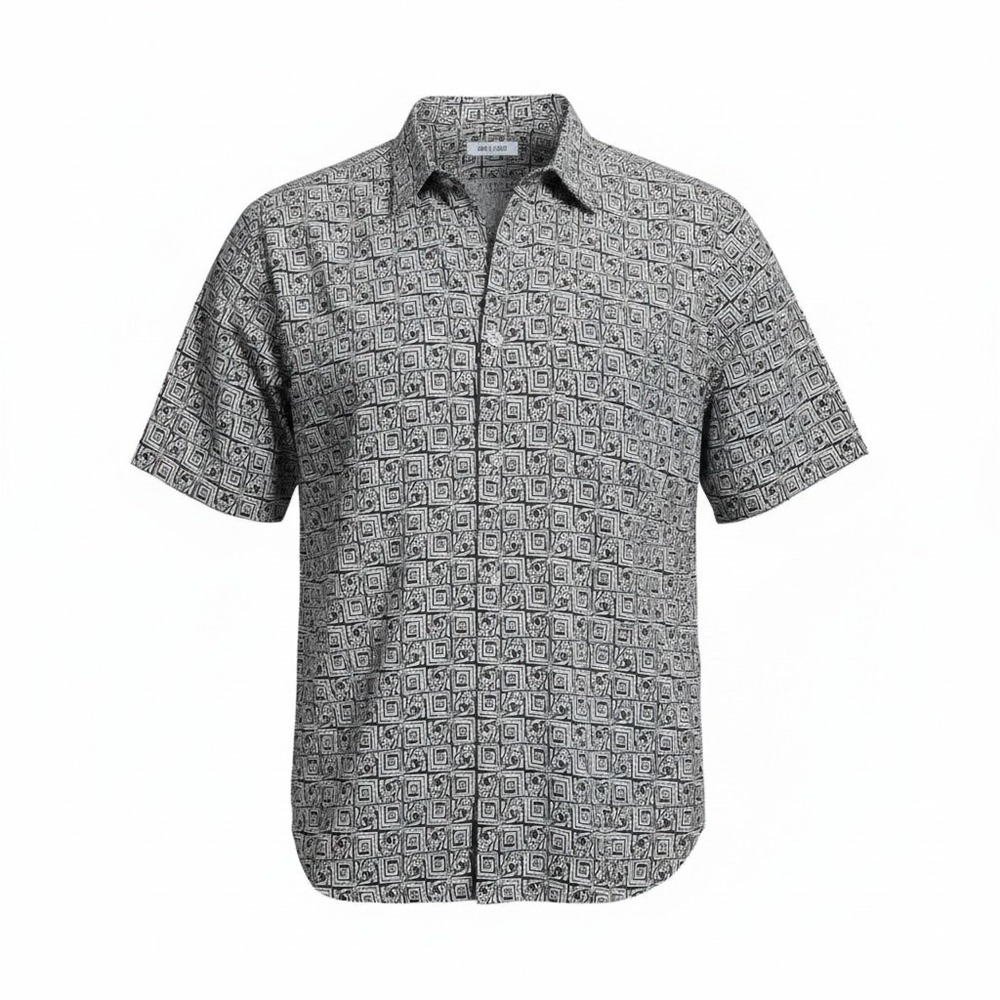 Z Supply Mens Tideseeker Reza Tile Shirt Black White Linen Blend ZT242467 Small